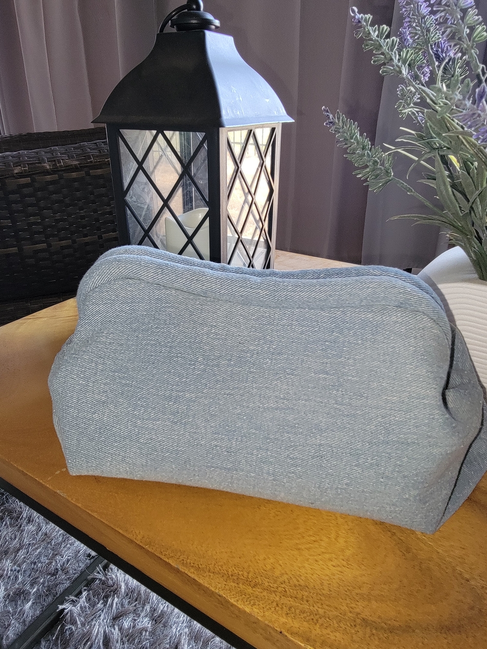 Light Blue Small Denim anytime Bag with Embroidered Removable Strap - Picture 4 of 5